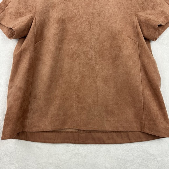BCBG MAXAZRIA Blouse Top XXS Deep Blush Suede Feel Short Sleeve - Picture 3 of 11
